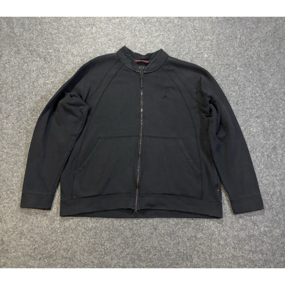 Jordan Bomber Jacket Size 2XL Full Zip Fleece Track Jacket Black